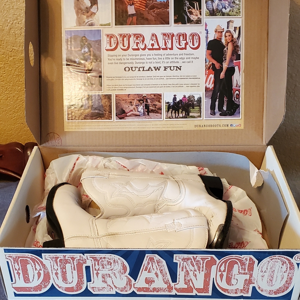 Durango White Boots size 3